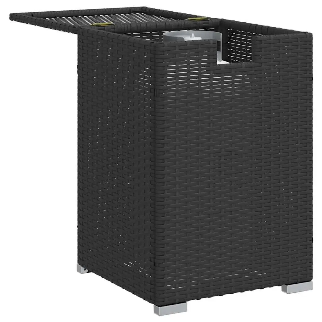 Propane Tank Cover Side Table Outdoor Black 40x40x60cm Poly Rattan Garden