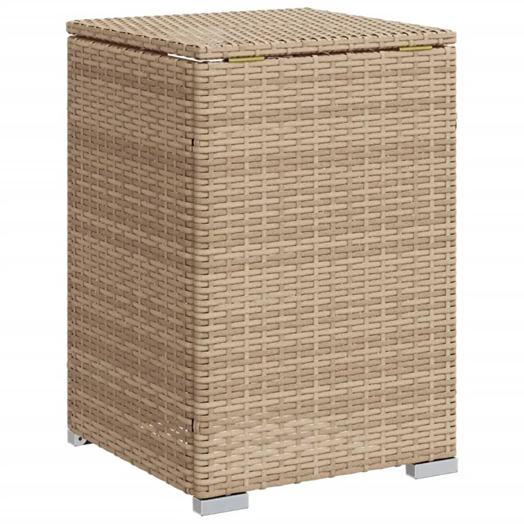 Outdoor Side Table Beige 40x40x60cm PE Poly Rattan Propane Tank Cover with Hinged Lid and Hose Opening