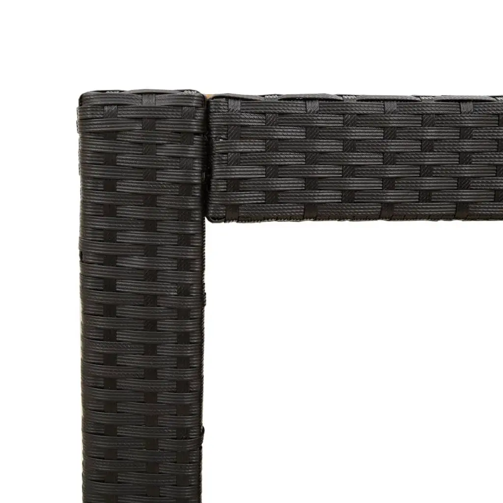 Garden Side Table Poly Rattan Frame Wooden Top Outdoor Patio Furniture Black
