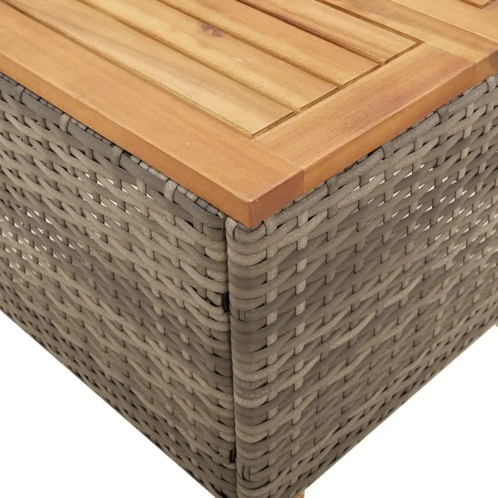 Garden Table Grey 45x45x37cm Outdoor Patio Furniture Poly Rattan Acacia Wood