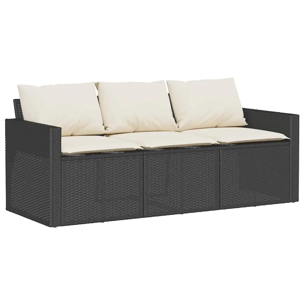 Garden Dining Set Black 2 Piece Outdoor Furniture Poly Rattan with Cushions