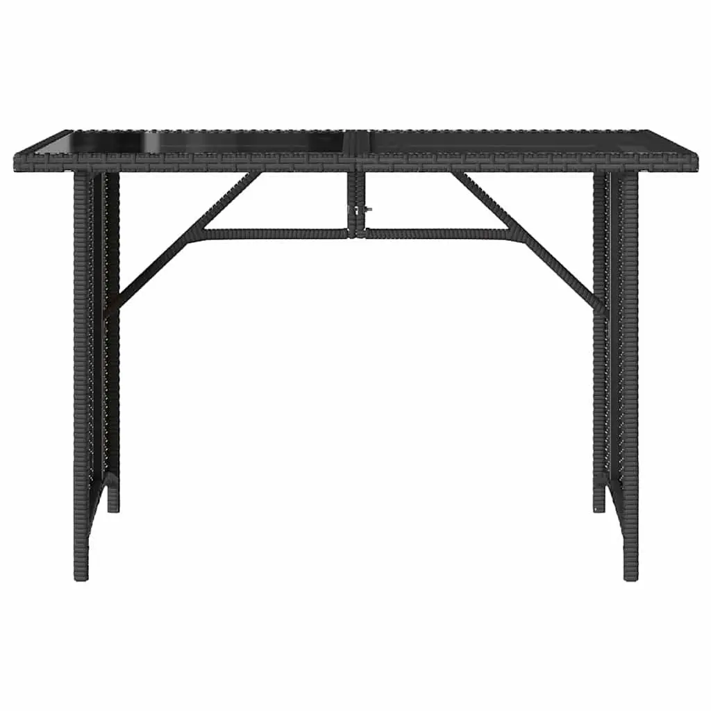 Garden Table Black Outdoor Patio Furniture Poly Rattan Glass Top 110x68x70cm