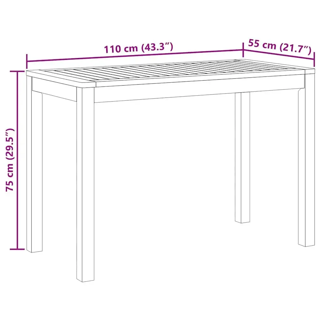 Garden Dining Table 110x55x75cm Outdoor Patio Acacia Wood Furniture Brown