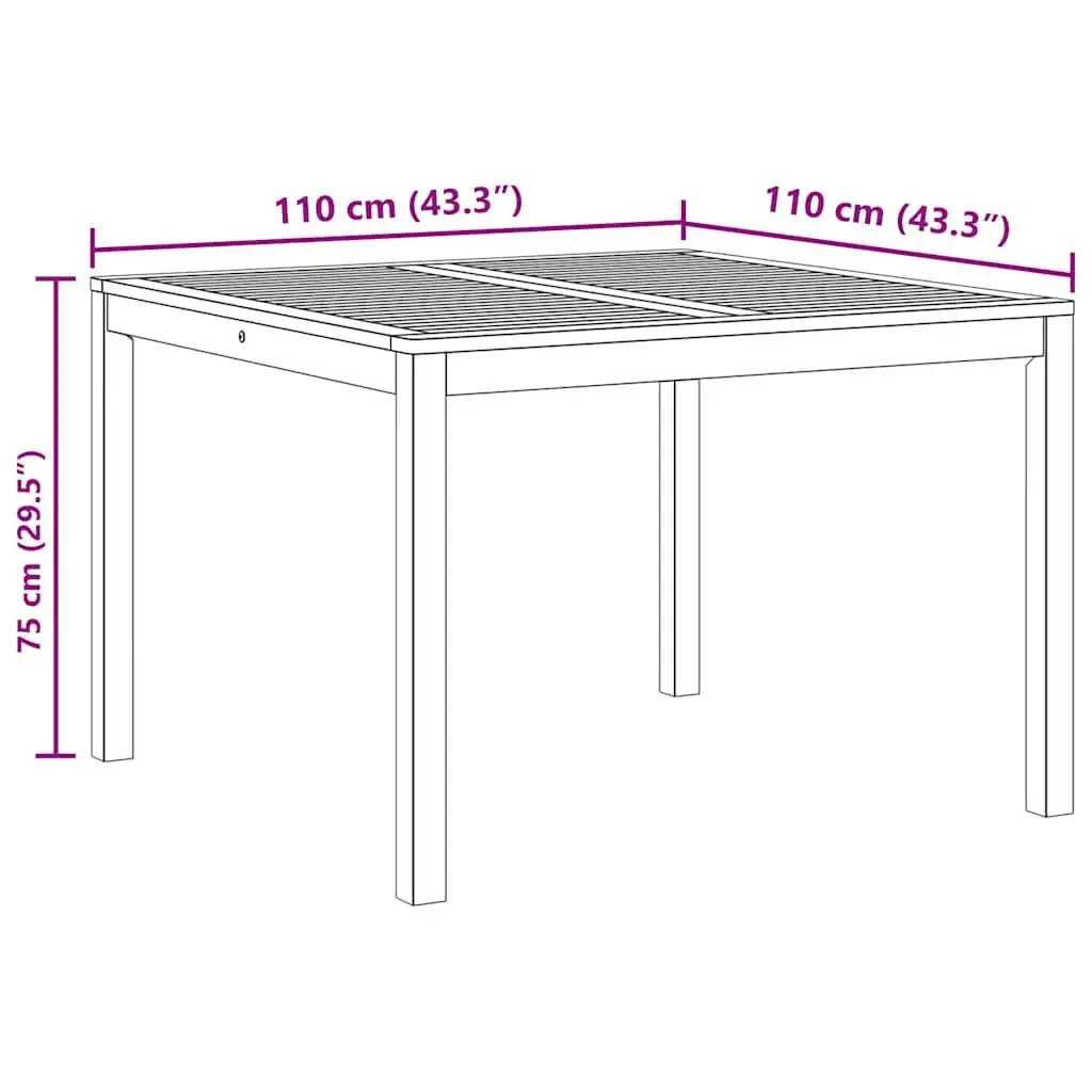 Garden Dining Table 110x110x75cm Outdoor Patio Acacia Wood Square Furniture
