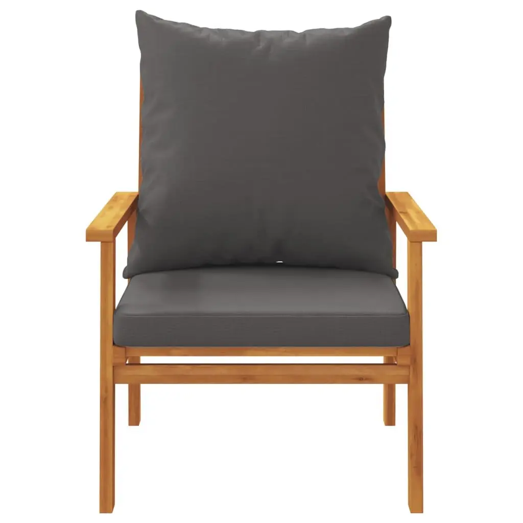 Outdoor Sofa Chair Brown 2 Piece Solid Wood with Thickly Padded Cushions