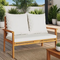 Garden Sofa Bench 120cm Outdoor Seating with Cushion Backrest Armrests