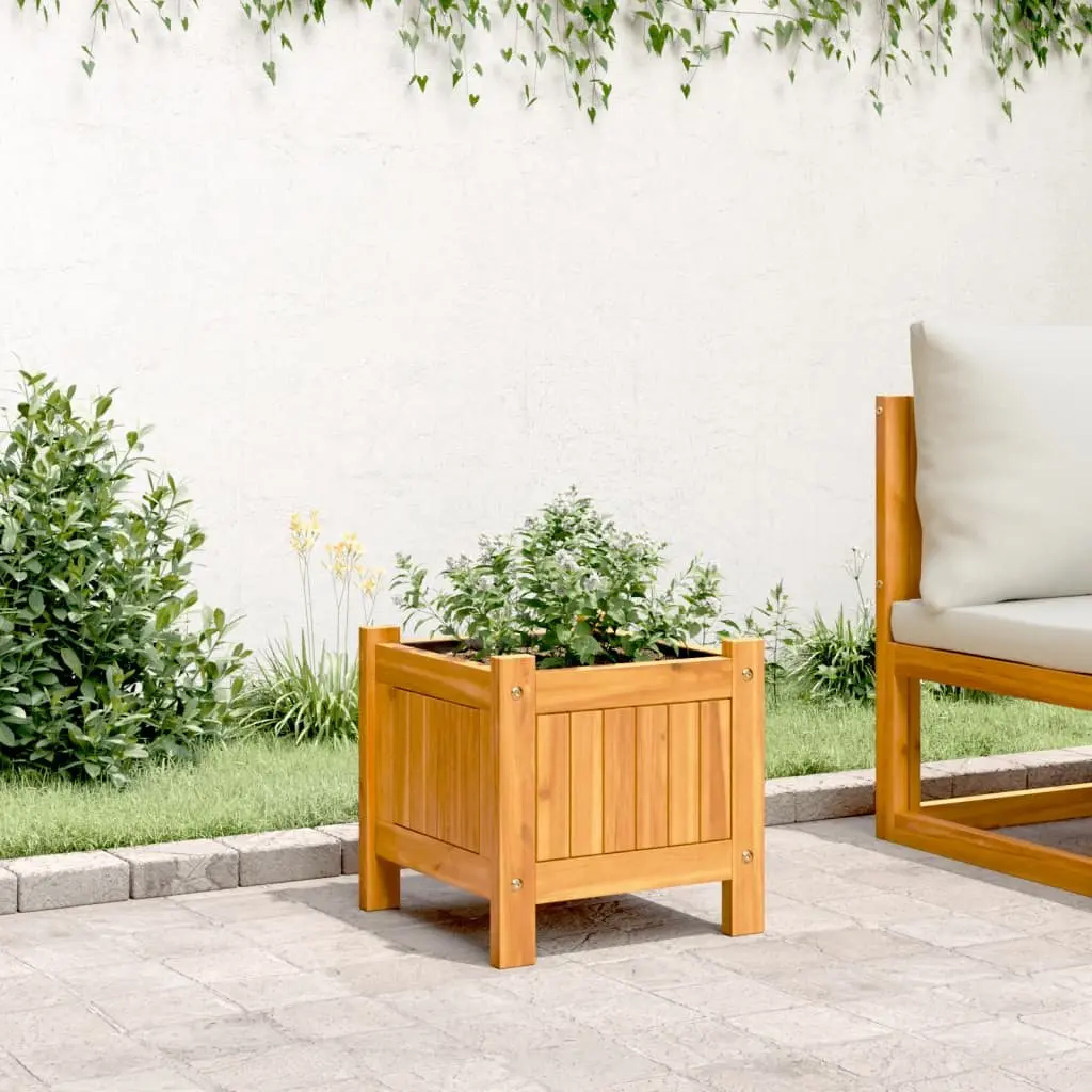 Garden Planter Box Brown 31x31x30 cm Solid Acacia Wood with Non-Woven Liner for Flexible Planting Options