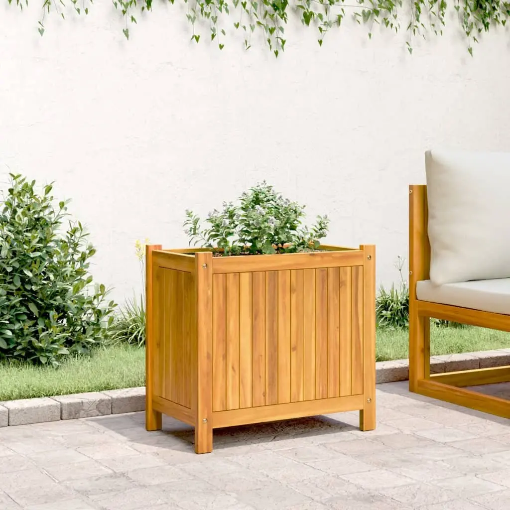 Wooden Garden Planter Box Brown 54 x 31 x 50 cm Drainage Slats