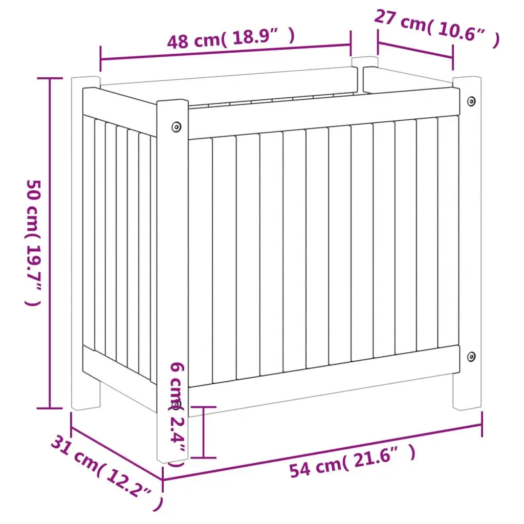 Wooden Garden Planter Box Brown 54 x 31 x 50 cm Drainage Slats
