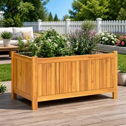 Wooden Outdoor Planter Box – 80x42x40 cm Solid Acacia Wood