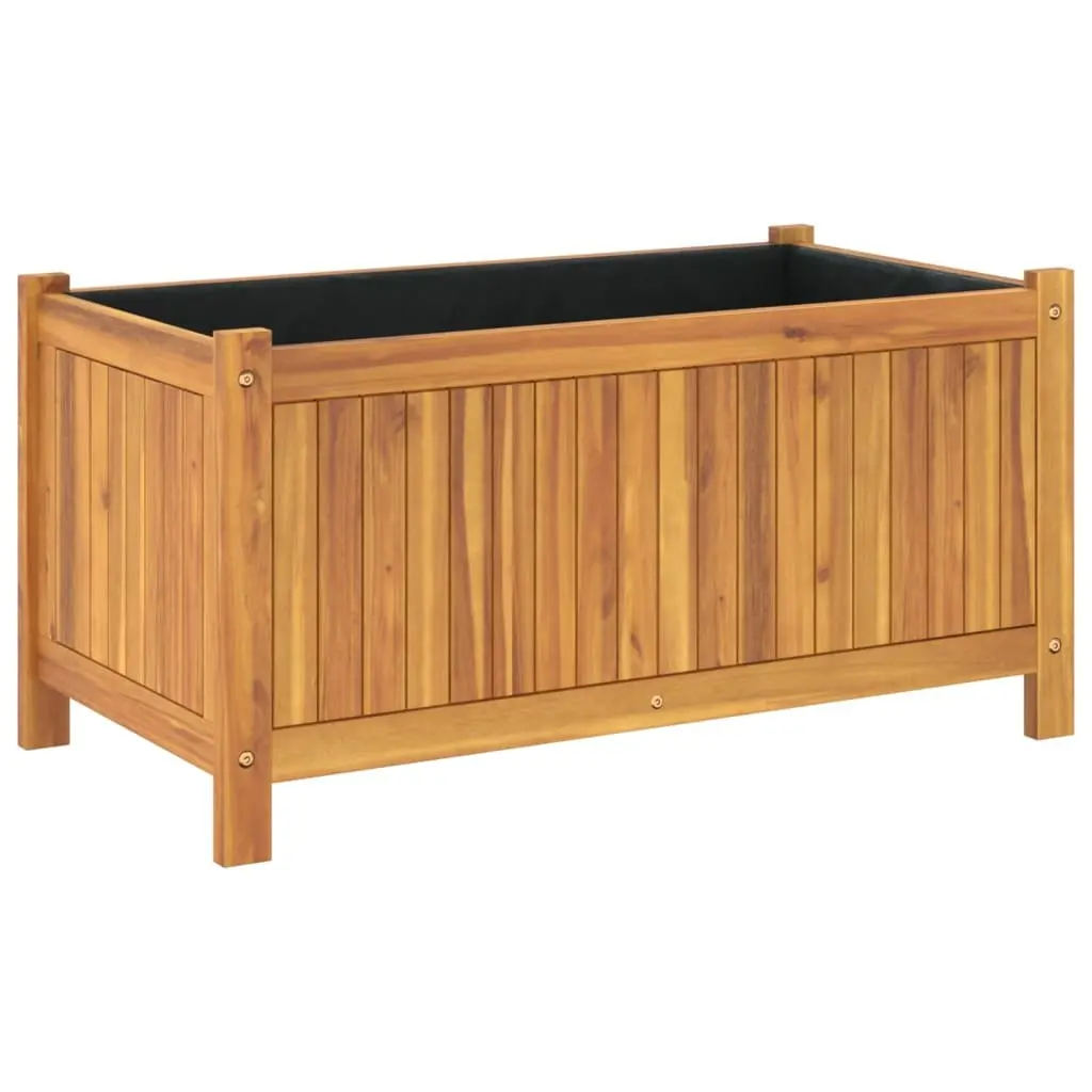 Wooden Garden Planter Box with Liner 80x42x40 cm Solid Wood Outdoor Flower Pot