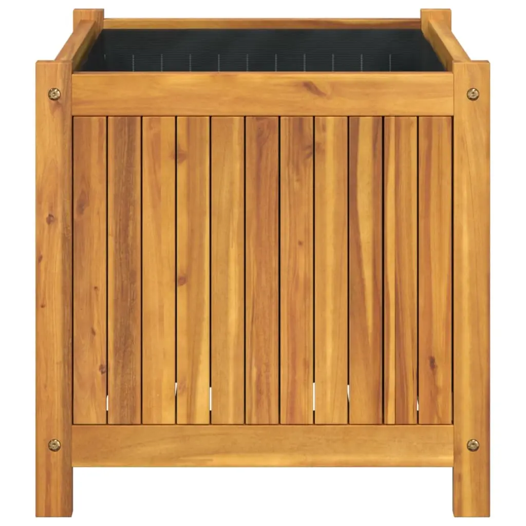 Garden Planter Box Brown 50x50x50 cm Solid Acacia Wood with Non-Woven Liner