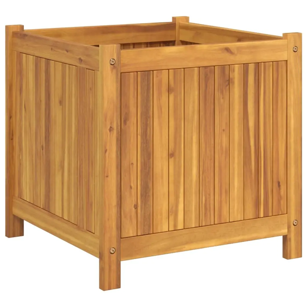 Garden Planter Box Brown 50x50x50 cm Solid Acacia Wood with Non-Woven Liner