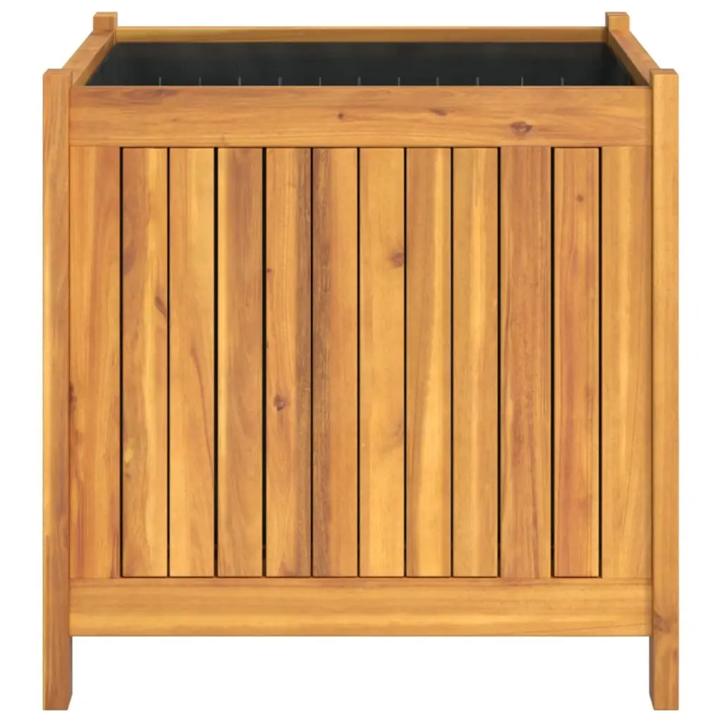 Garden Planter Box Brown 50x50x50 cm Solid Acacia Wood with Non-Woven Liner