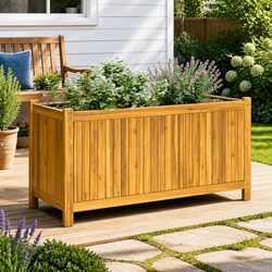 Garden Planter Box Wooden Raised Bed Outdoor Patio Balcony Flowers Plants Decor