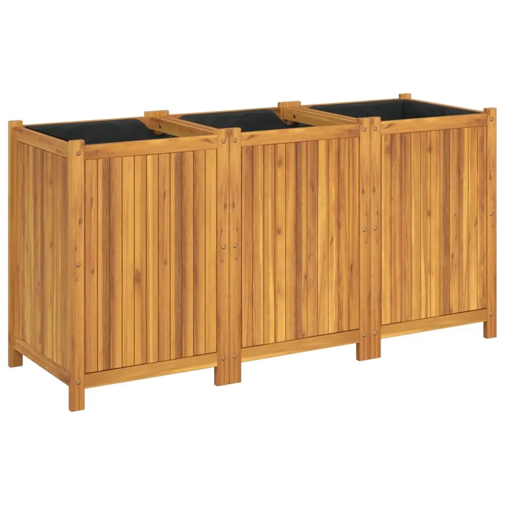 Wooden Garden Planter Box Brown 150x50x75 cm Raised Bed Acacia Wood Outdoor