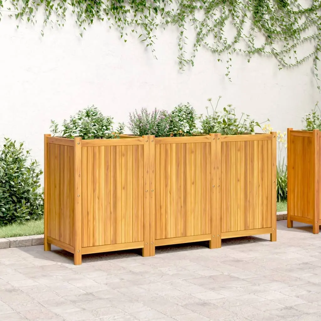 Wooden Garden Planter Box Brown 150x50x75 cm Raised Bed Acacia Wood Outdoor
