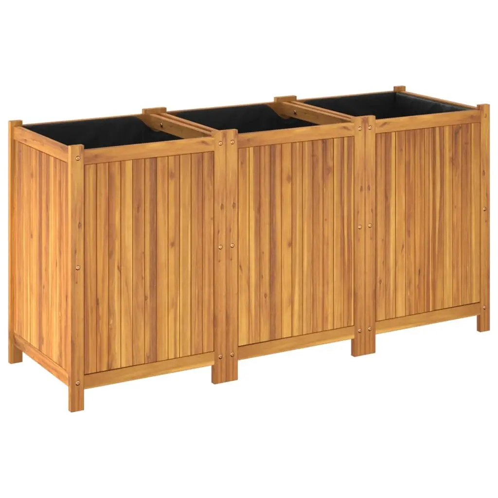 Wooden Garden Planter Box Brown 150x50x75 cm Raised Bed Acacia Wood Outdoor