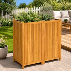 Garden Planter Box Raised Bed Wooden Acacia Brown Outdoor Patio Balcony Decor