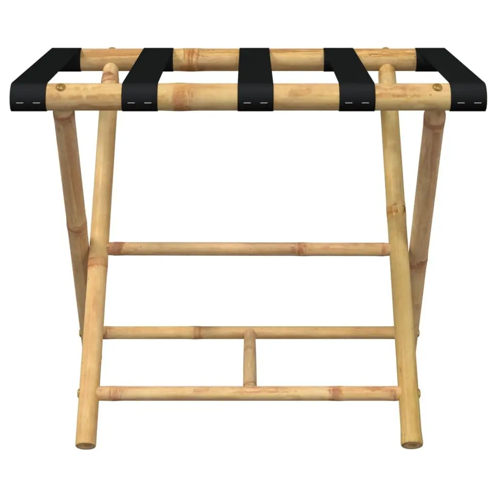 Folding Luggage Rack Brown 62x42x50.5cm Two Shelf Bamboo Storage Stand