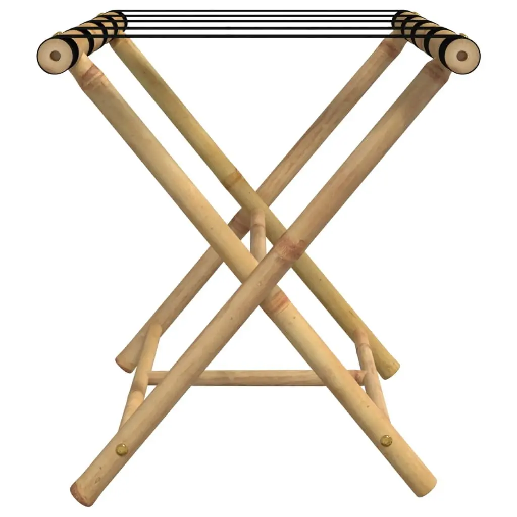 Folding Luggage Rack Brown 62x42x50.5cm Two Shelf Bamboo Storage Stand