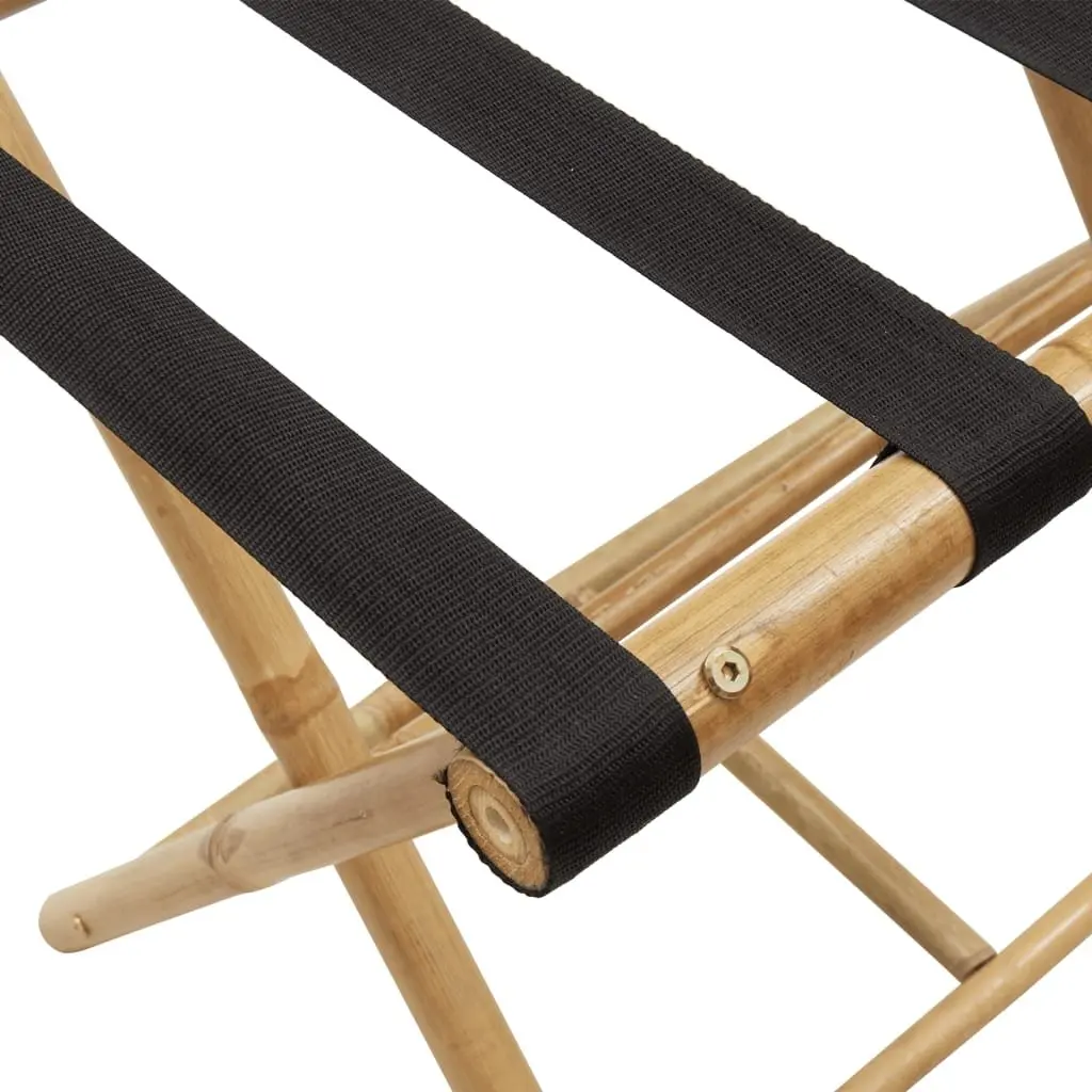 Folding Luggage Rack Brown 62x42x50.5cm Two Shelf Bamboo Storage Stand