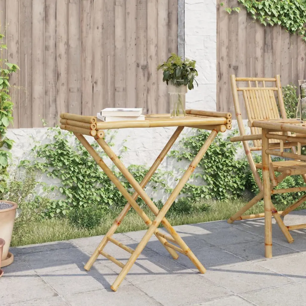 Folding Tray Table Brown Bamboo Portable Indoor Outdoor Furniture