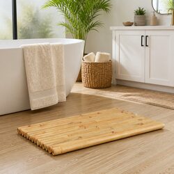 Bamboo Bath Mats 2 pcs 50x35 cm Brown Bathroom Shower Non-slip Floor Mat