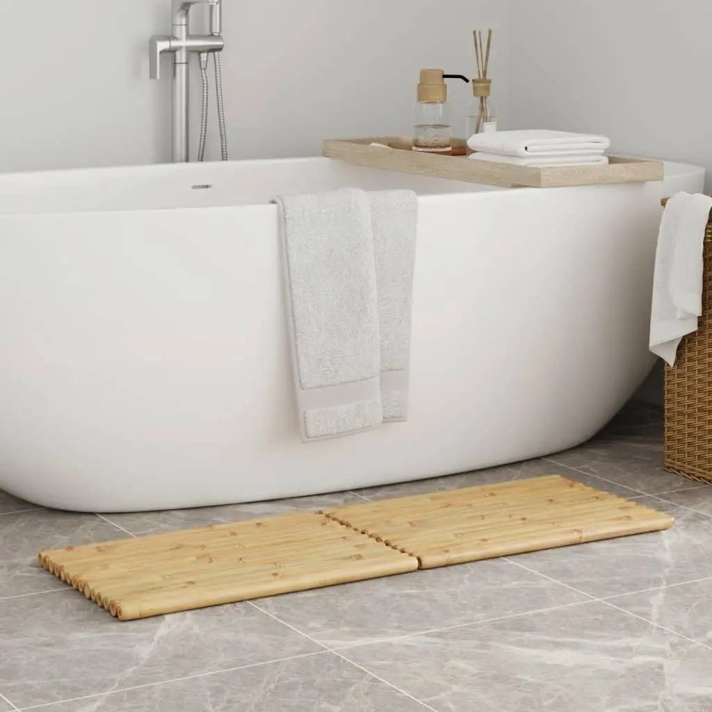 Bamboo Bath Mats Brown 50x35 cm Non-slip 2 Piece Set