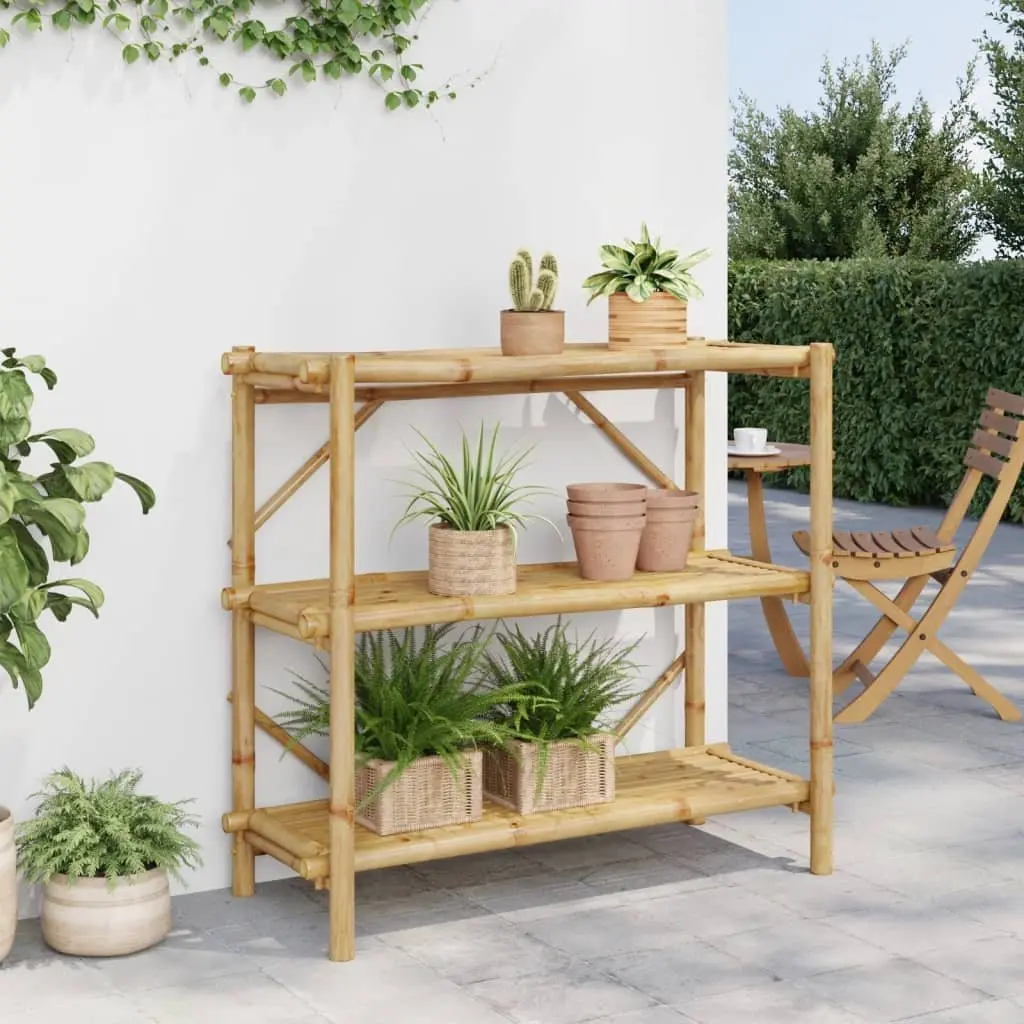 Brown Bamboo 3-Tier Open Shelf 100x40x90 cm Storage Bookcase Organiser