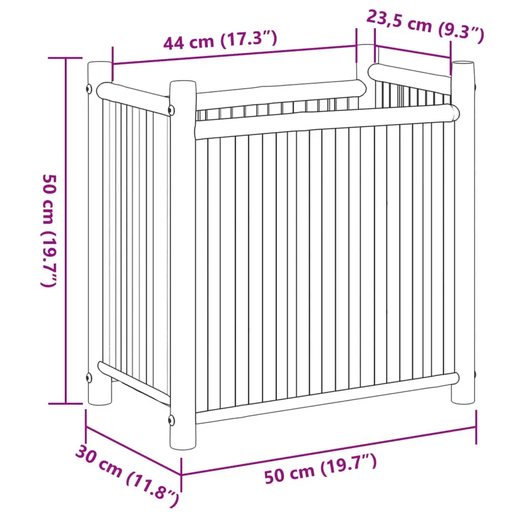 Bamboo Planter Box 50x30x50 cm Garden Raised Bed Flower Pot Outdoor Decor