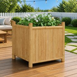Compact Bamboo Planter Box 50x50x50 cm for Your Needs