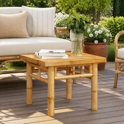 Coffee Table 45x45x35 cm Brown Bamboo Slat Design Indoor Outdoor Accent Side