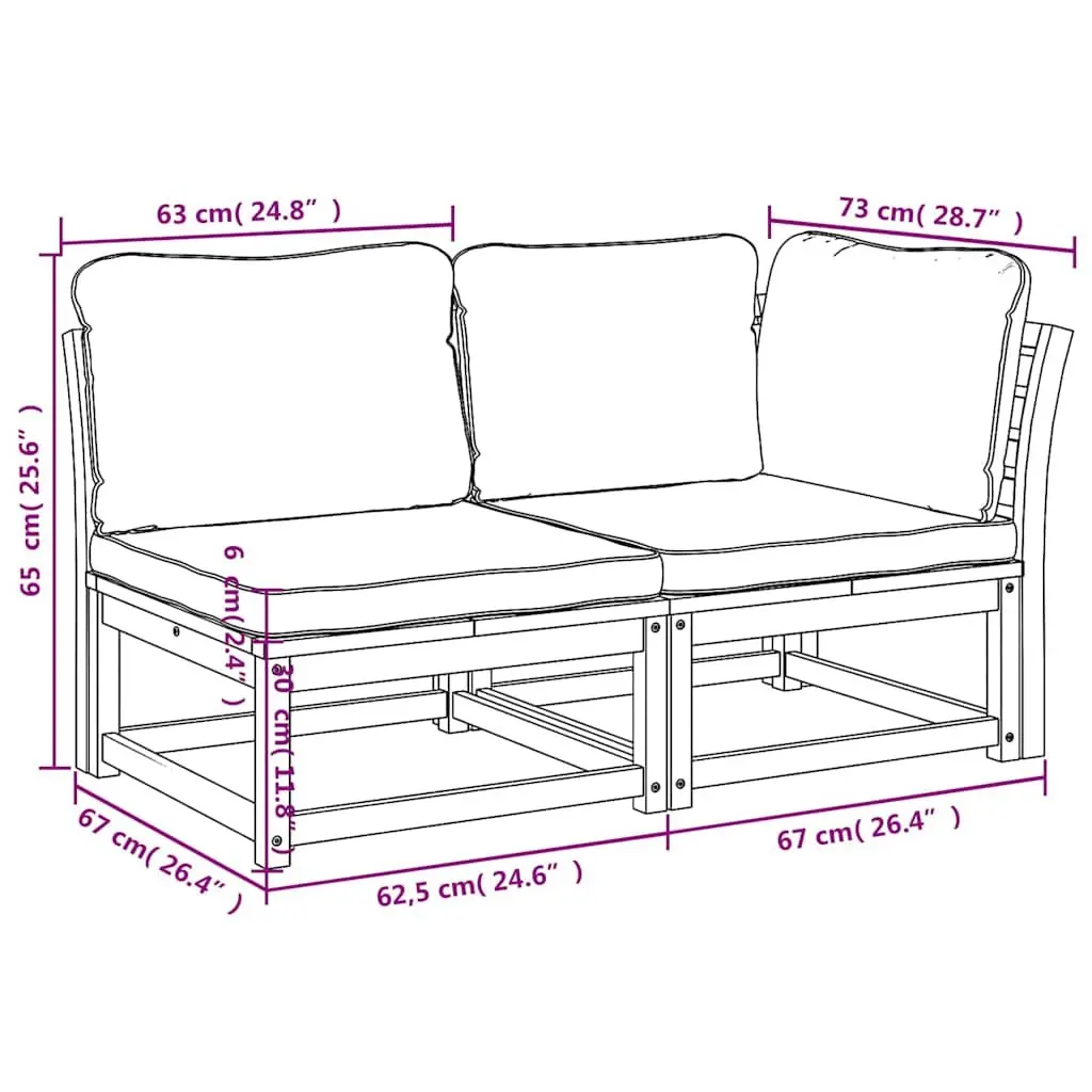 Outdoor Sectional Sofa Set 2 Piece Garden Lounge Furniture with Cushions Brown