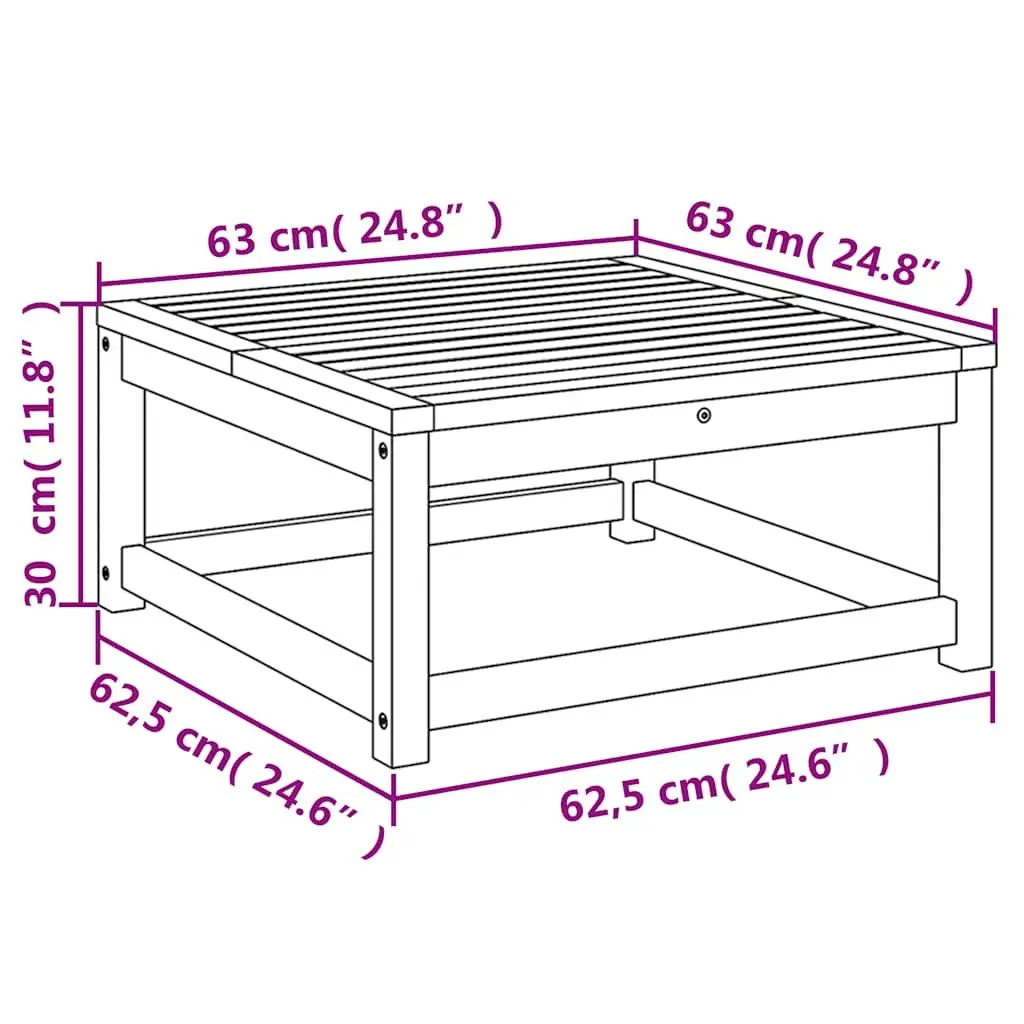 Outdoor Garden Table Brown 63x63x30cm Solid Wood Sturdy Frame