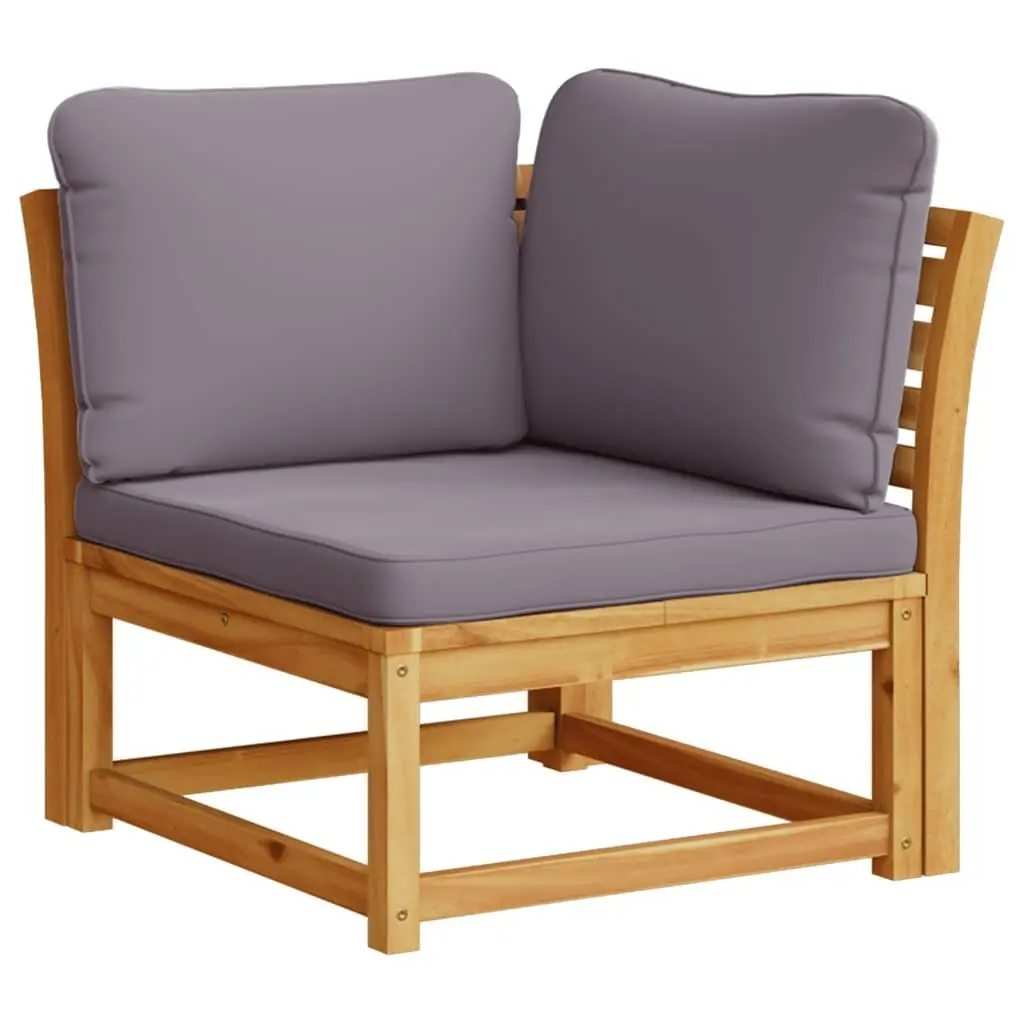 Outdoor Sectional Sofa Brown Modular Solid Wood with Thick Cushions