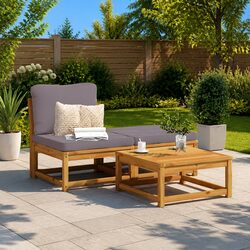 3-Piece Brown Outdoor Sectional Sofa Set