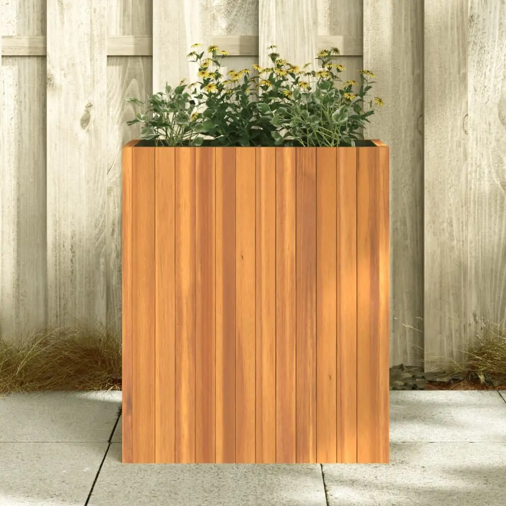 Garden Planter Box Solid Wood Acacia Brown Outdoor Indoor Flower Pot