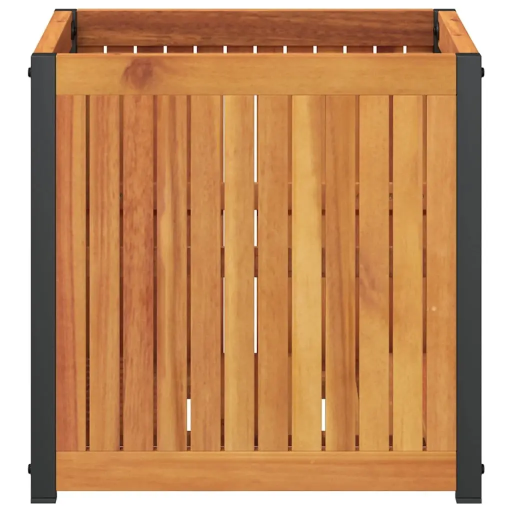 Garden Planter Box Brown 45x45x44 cm Solid Acacia Wood with Steel Frame