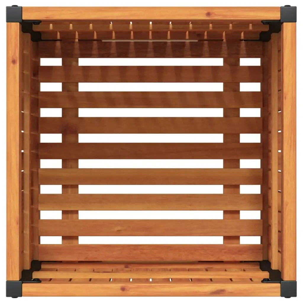Garden Planter Box Brown 45x45x44 cm Solid Acacia Wood with Steel Frame