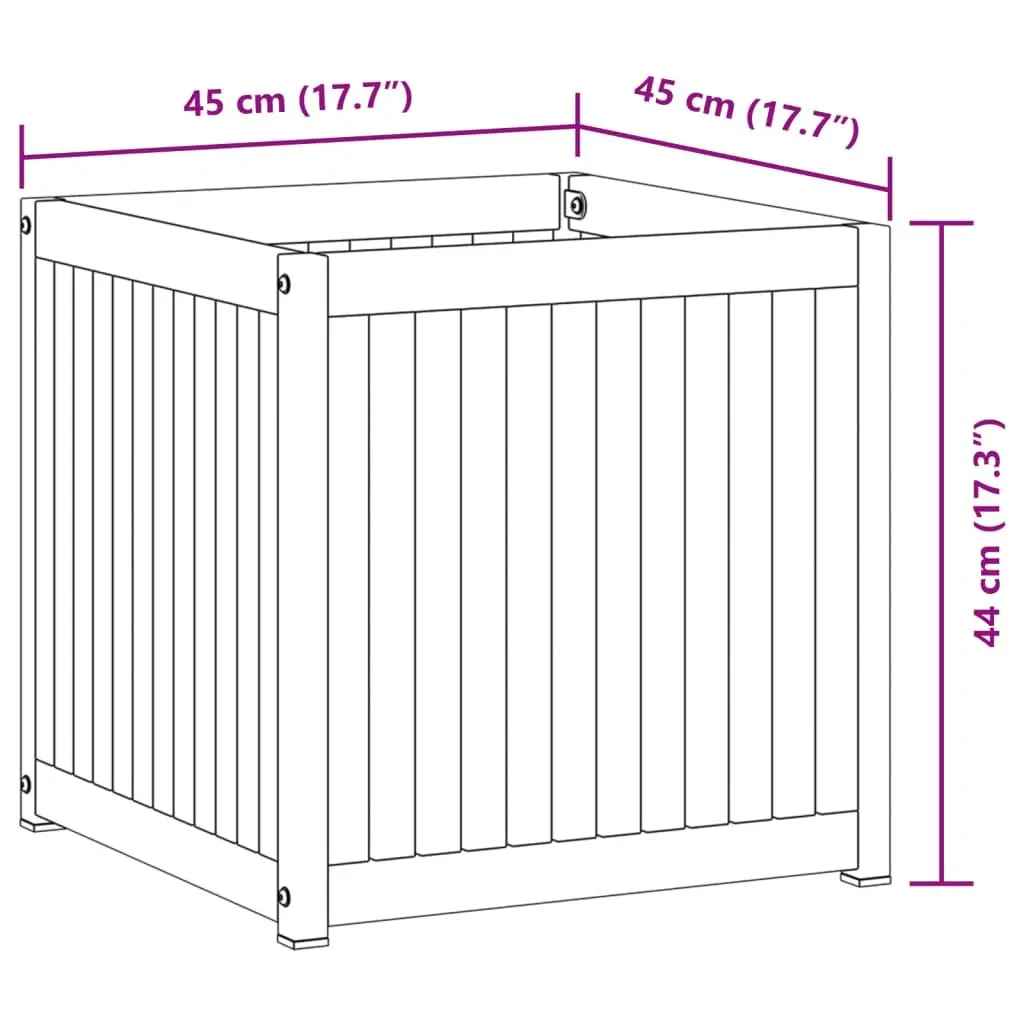 Garden Planter Box Brown 45x45x44 cm Solid Acacia Wood with Steel Frame