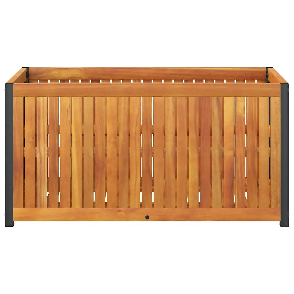 Garden Planter Box Brown 85x45x44cm Solid Acacia Wood Powder-Coated Steel Frame