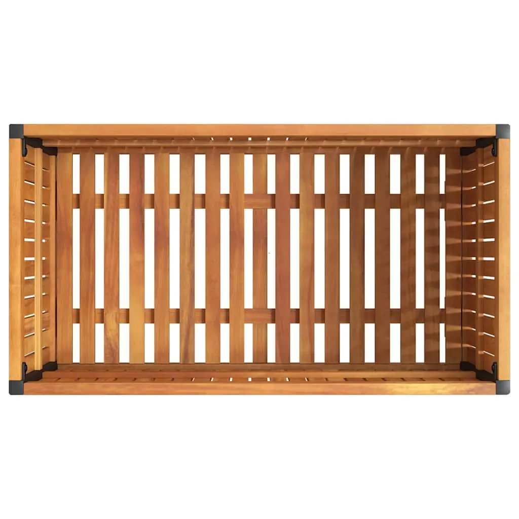 Garden Planter Box Brown 85x45x44cm Solid Acacia Wood Powder-Coated Steel Frame