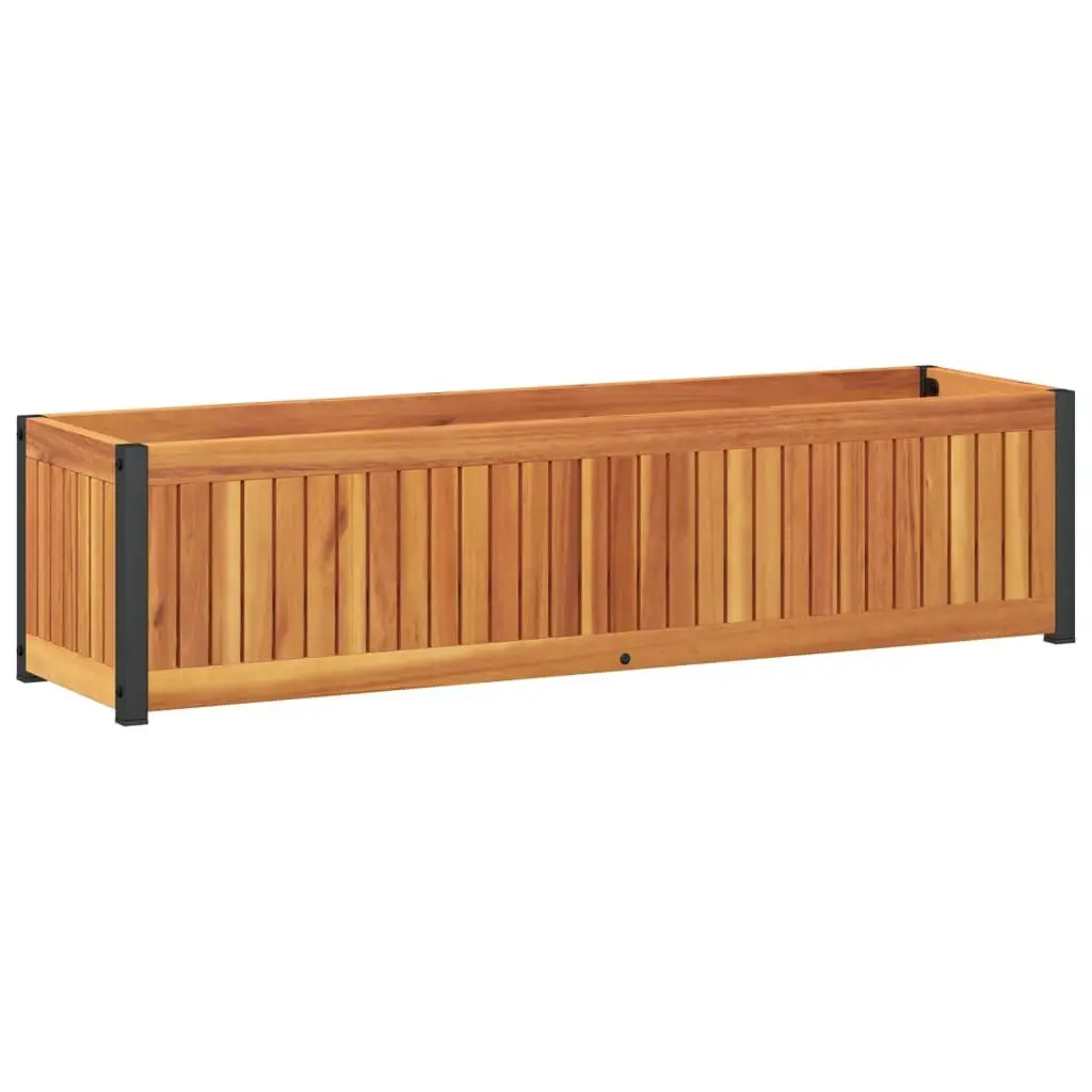 Garden Planter Box Brown 110x30x27.5cm Wooden Raised Bed Flower Container Outdoor