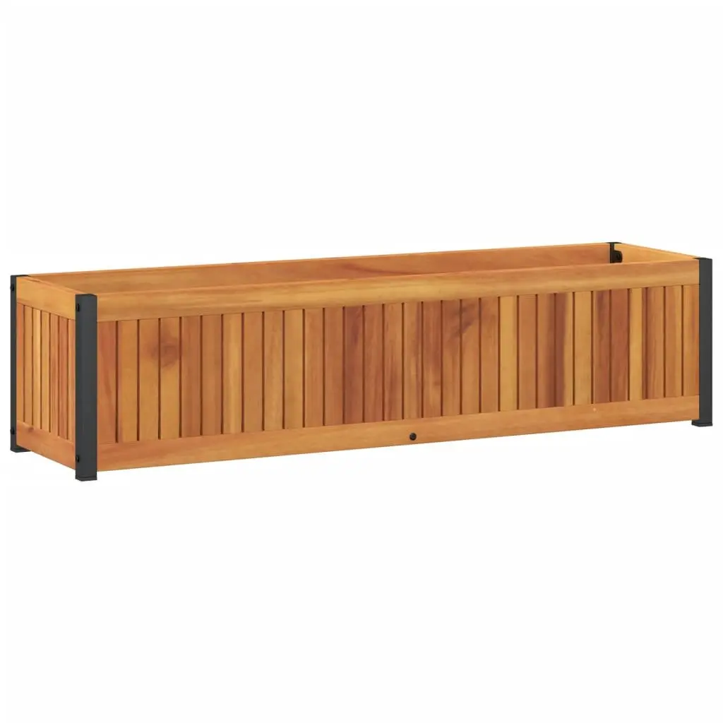 Garden Planter Box Brown 110x30x27.5cm Wooden Raised Bed Flower Container Outdoor