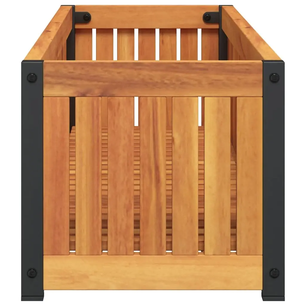 Garden Planter Box Brown 110x30x27.5cm Wooden Raised Bed Flower Container Outdoor