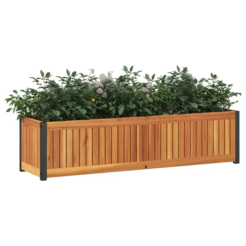 Garden Planter Box Brown 110x30x27.5cm Wooden Raised Bed Flower Container Outdoor
