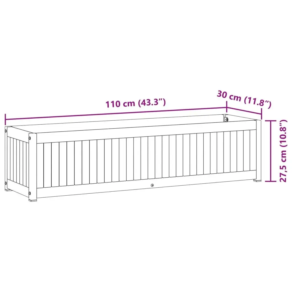 Garden Planter Box Brown 110x30x27.5cm Wooden Raised Bed Flower Container Outdoor
