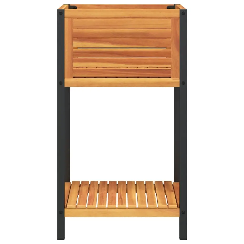 Garden Planter Brown 45 x 45 x 80 cm Wooden with Shelf for Indoor Outdoor Storage
