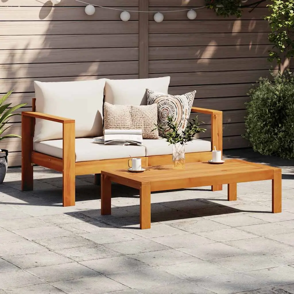 2-Seater Garden Sofa Outdoor Sectional Lounge Seat with Cushions Brown